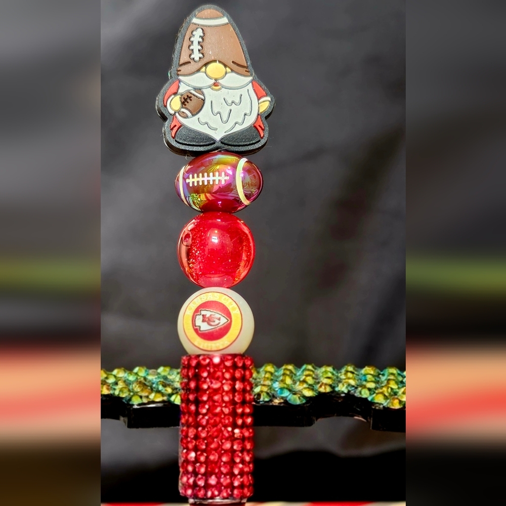 NFL Kansas City Chiefs Sparkly/Blingy Custom Created Super Fan Beaded Pen